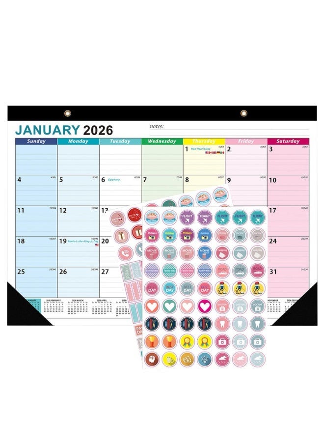 تقويم جداري بيج ثري 2026، تقويم مكتبي وجداري شهري 2026-2027 لمدة 18 شهرًا، ورق متين سميك مع واقيات زوايا، قائمة مهام، ملصقات تخطيط، من يناير 2026 إلى يونيو 2027. - Image 1